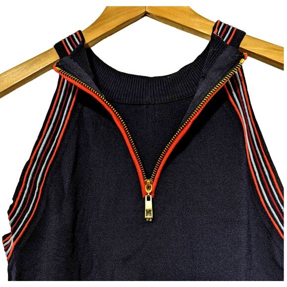 Vince Camuto Navy Blue Contrast-Trim Fit & Flare Halter Dress Size L - Picture 9 of 10